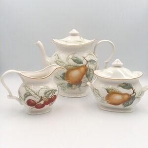 Charter Club Summer Grove  Coffee Pot & Lid Sugar Bowl‎ Creamer Set Discontinued